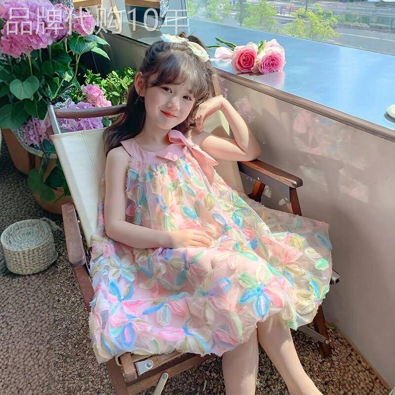 法国BADNUT女童连衣裙夏季2026新款儿童蓬蓬纱公主裙大童网纱裙