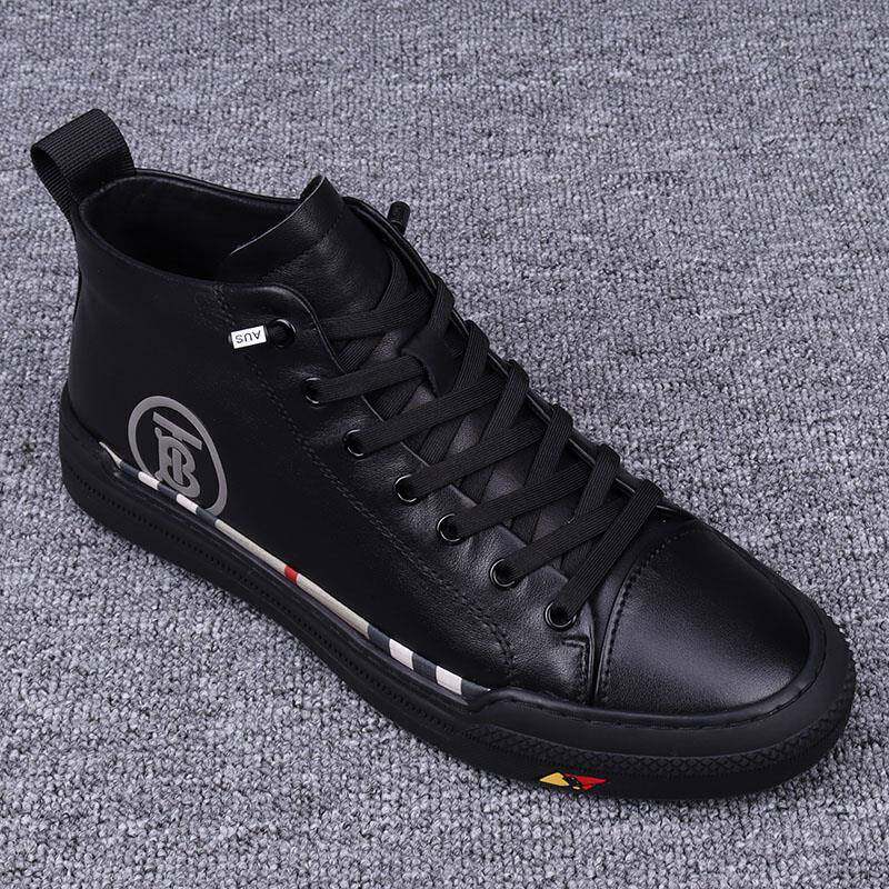 韩国专柜 欧洲站真皮时尚男鞋秋冬保暖高帮板鞋韩版百搭马丁靴