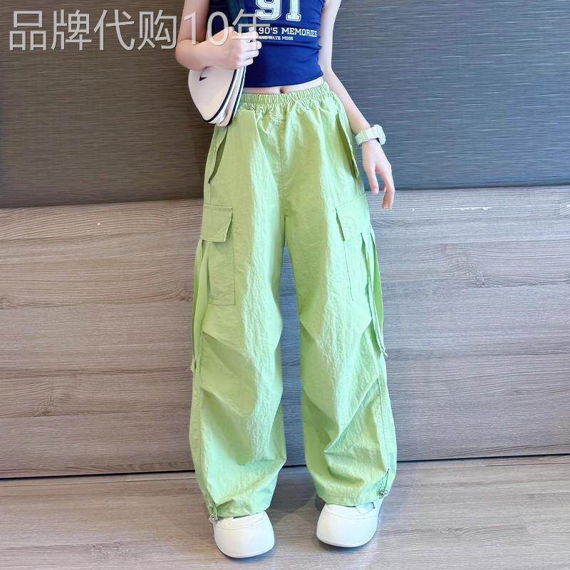法国Uamtor女童工装裤夏季2026新款儿童薄款裤子冰丝阔腿裤
