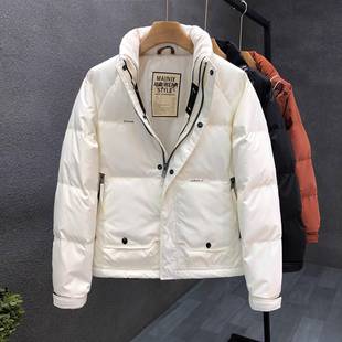 高品质白色羽绒服男潮牌白鸭绒外套2025冬季新款男士立领保暖上衣