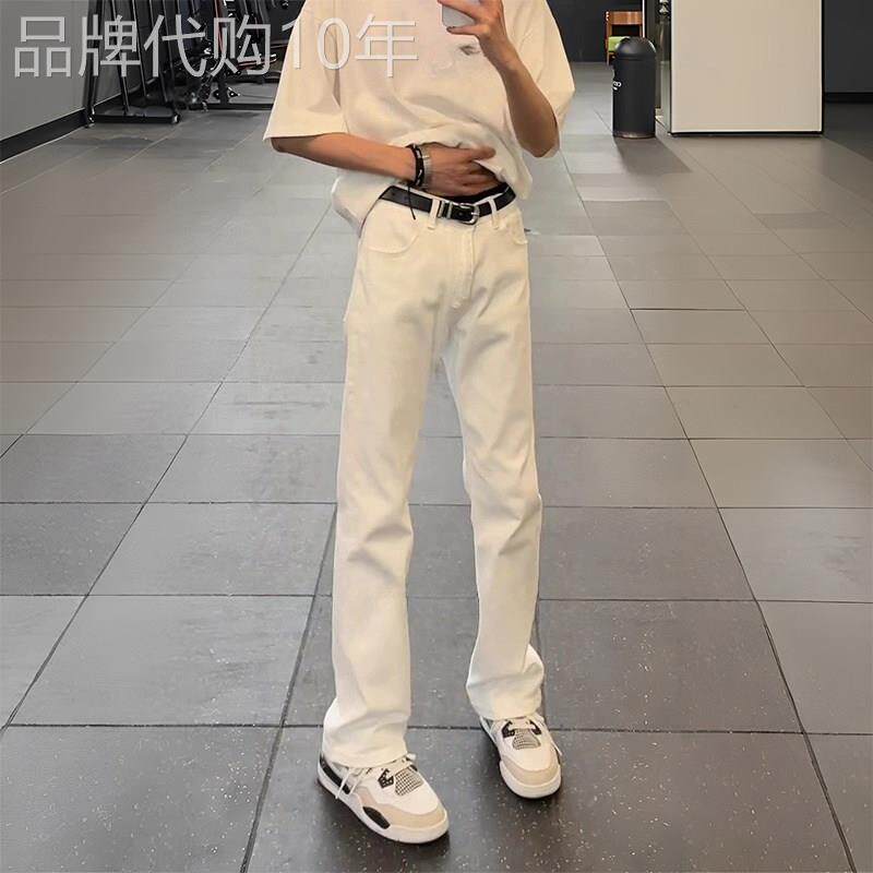 潮流修身牛仔裤男 春秋季高街直筒美式微喇休闲裤 汉匆品牌青年四
