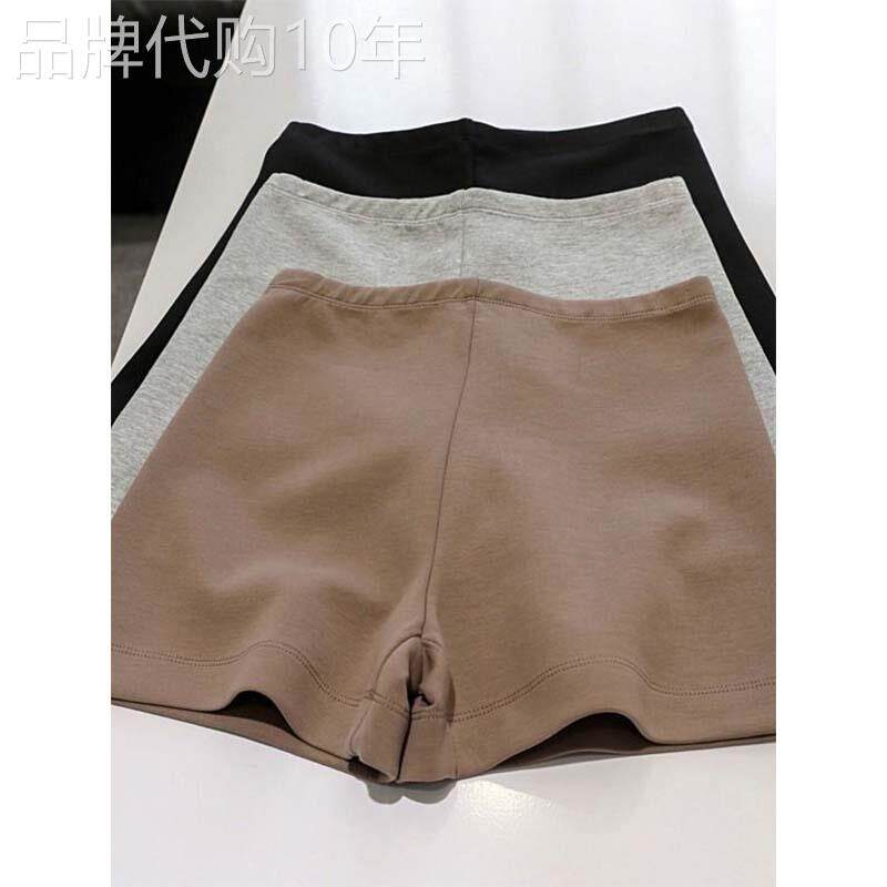 卡其色高腰弹力运动短裤女夏季欧货修身显瘦骑行健身打底瑜伽热裤