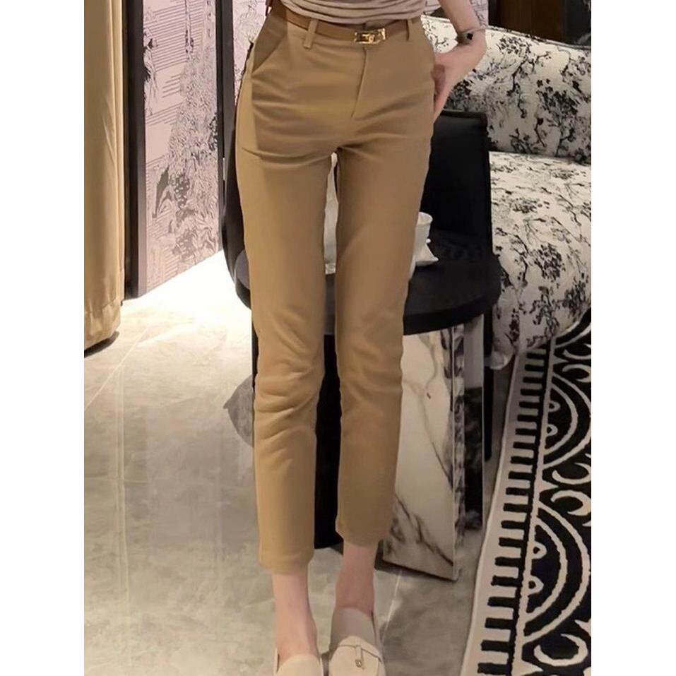 西装裤女春秋薄款2025新款高腰直筒显瘦小个子九分职业休闲小脚裤