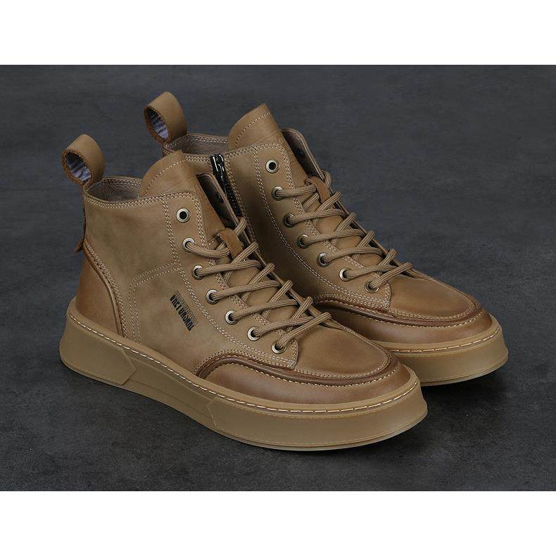 韩国专柜 欧洲站真皮时尚高帮男鞋2025新款秋冬百搭潮流工装鞋