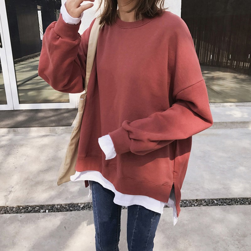 cec套頭假兩件衛衣女韓版寬松慵懶風學生百搭潮長袖加絨加厚外套在類目 女裝/女士精品, 衛衣/絨衫中 - 來自Buy2taobao.com提供專業的淘寶代購服務