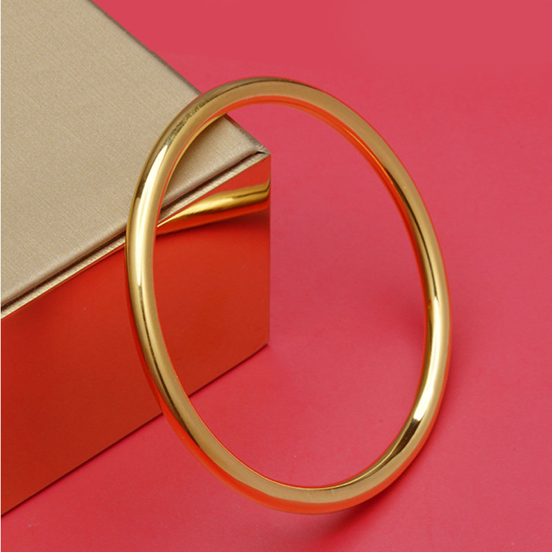 金包银手镯女古法传承黄金光面实心999足金纯金纯银圈金镯子首饰