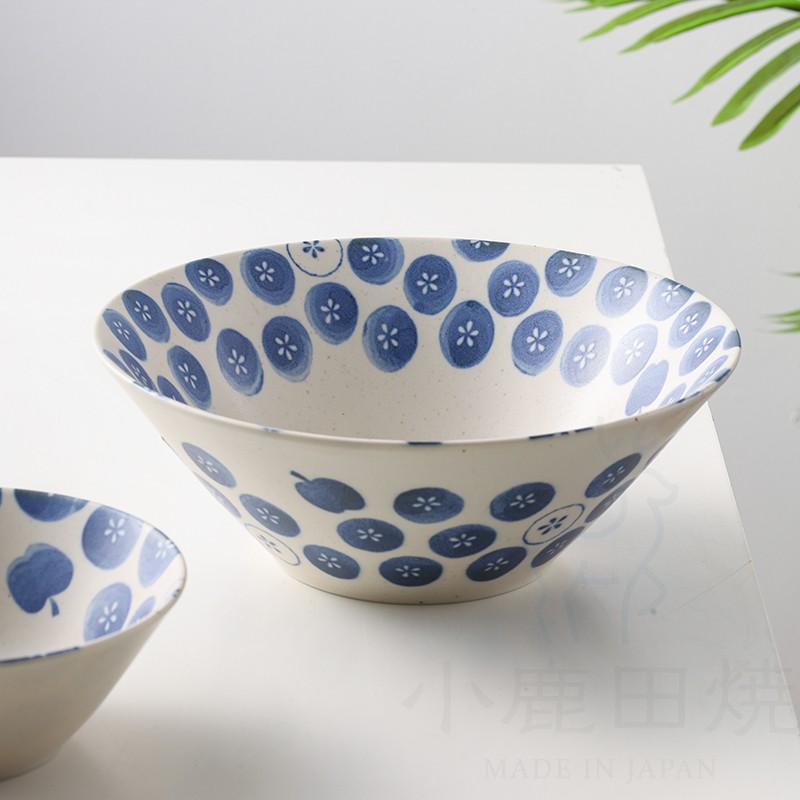 小鹿田烧日本进口陶瓷蓝染苹果日式餐具米饭碗汤碗面碗家用釉下彩