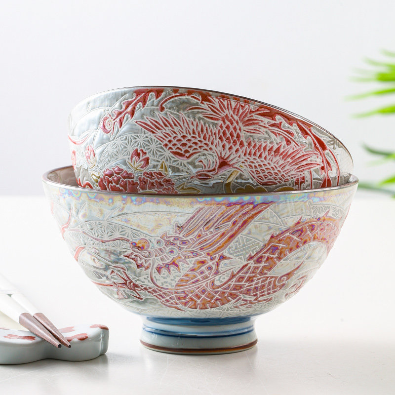 日本进口珠光釉陶瓷米饭碗赤绘日式餐具龙纹凤纹釉下彩小碗釉下彩,餐饮具,碗,淘宝优惠券,粉丝福利购,淘宝优惠卷