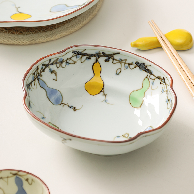 小鹿田烧日本进口手绘葫芦饭碗