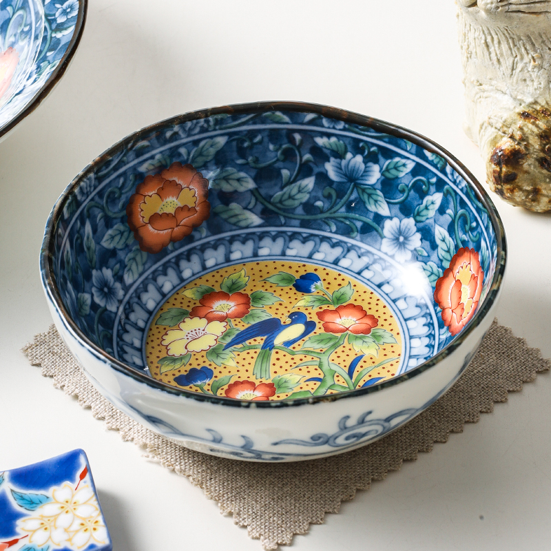 小鹿田烧日本进口陶瓷家用碗盘