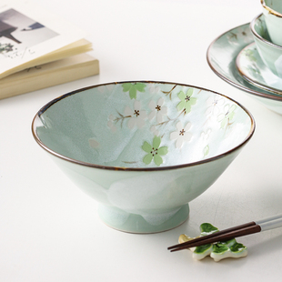 小鹿田烧日本进口陶瓷餐具日式樱花陶瓷米饭碗面碗汤碗深盘釉下彩
