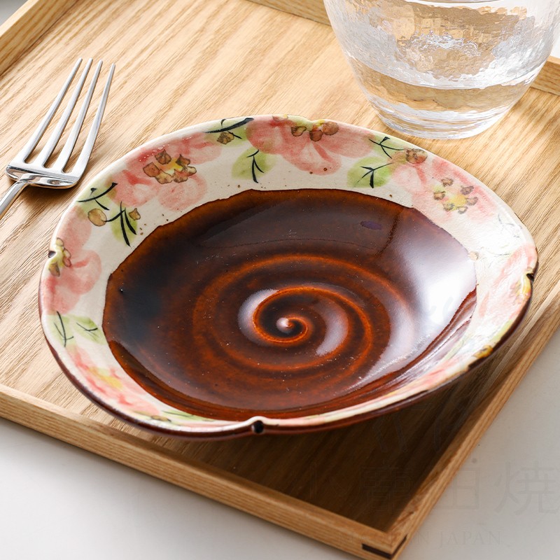 日本进口粗陶陶土柴烧椭圆钵碗