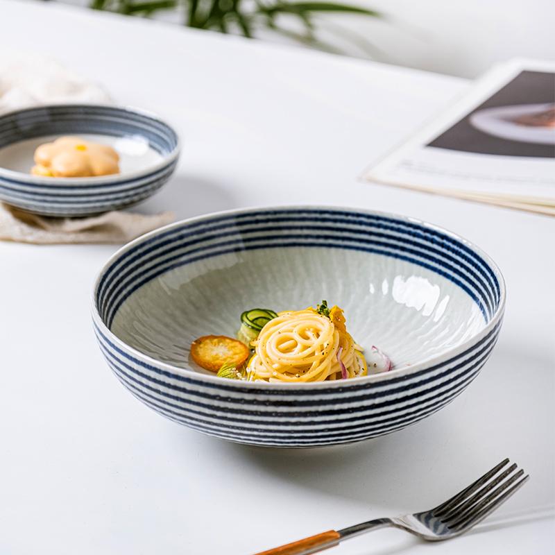 小鹿田烧日本进口复古蓝驹大钵