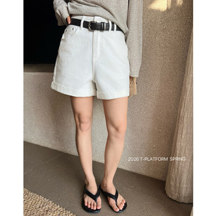 女小个子宽松休闲裤 MAR 卷边高腰牛仔短裤 2026新款 68056 T台