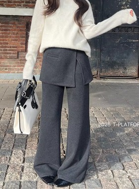 MAR  [T台]广州十三行叠穿设计感冬季加绒屁帘休闲裤83391