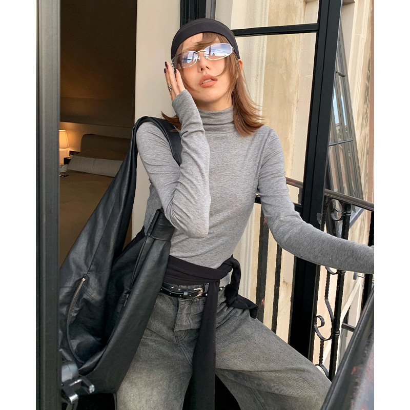 UNITY MODE 天丝绵羊毛高领T恤女秋冬修身长袖打底衫上衣251158