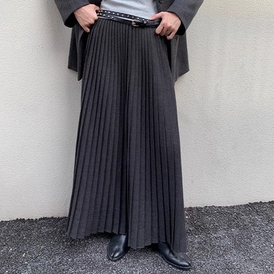 UNITY MODE 设计感小众太阳褶半裙女秋冬季复古压褶长裙251273