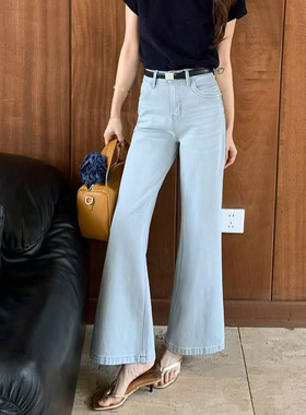 26年春款TOP欧制广州十三行韩版弹力不贴腿筒裤牛仔裤配腰带3101