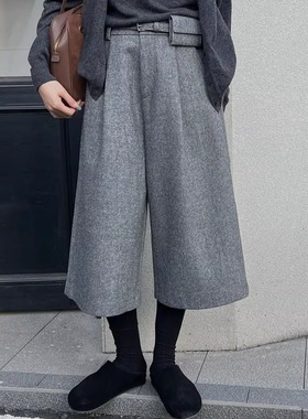 MAR  [T台]秋冬慵懒风含50%羊毛七分裤韩系穿搭显高休闲裤女22382