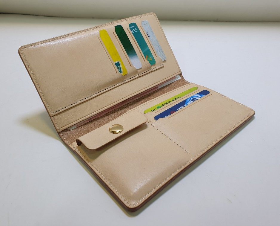 钱包财布长钱包头层牛皮原色植鞣革美鞍革男女养牛