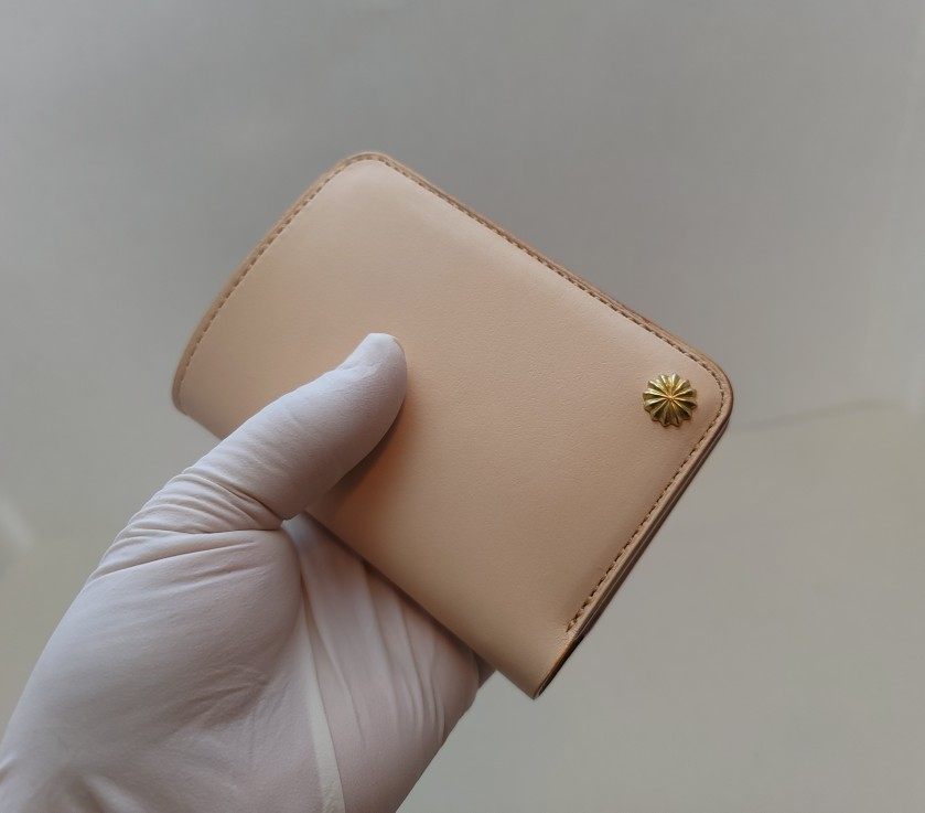 钱包财布牛皮美鞍革原色植鞣革