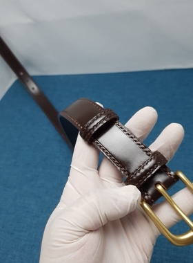 皮带腰带英国JE脊背马缰革3.0宽3.5手工制作铜扣头层牛皮手工制作