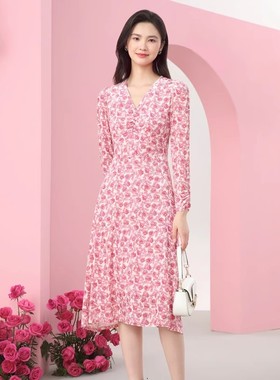 现货音影儿2025年春夏款珂家同款减龄碎花中长款连衣裙KF10130U5