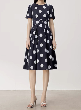 现货音影儿2025年春夏新款朗家同款气质波点连衣裙LNET01WOP117