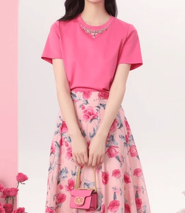 现货音影儿2025年夏季新款珂家同款纯棉短袖T恤钉钻上衣KM02680V1