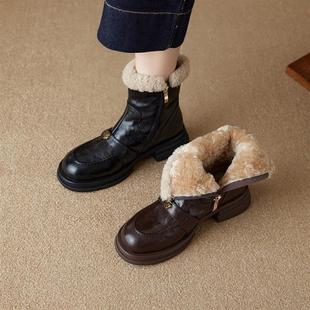 全羊皮超软女鞋羊皮短筒靴子羊羔女鞋轻便新款特厚40度爆款保暖防