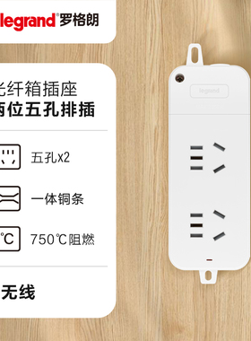 罗格朗光纤信息箱专用小五孔排插移动电源转换器插线板二位弱电箱
