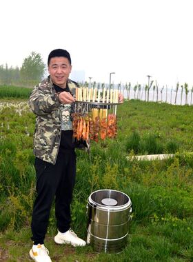 挂炉烧烤炉无烟不锈钢吊炉家用烧烤炉子户外碳炉子木炭烤肉烧烤