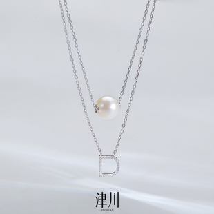 福利D字双层套链淡水无核珍珠路路通 8-9MM S925银