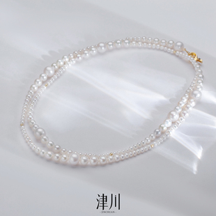 倪妮同款 天然淡水珍珠 近圆毛衣链 3-10mm S925银