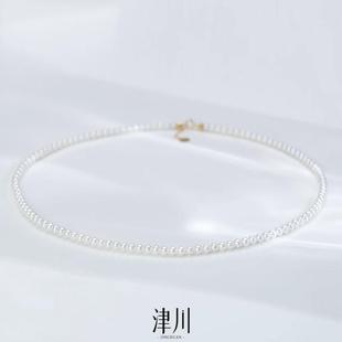 一条毕业 18K金淡水baby小米链 正圆 极强光 3-4MM