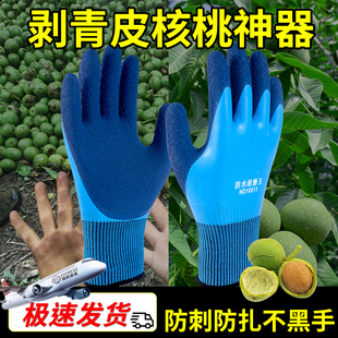 剥核桃专用手套防黑手捡山核桃捡栗子耐磨防刺去青皮神器劳保工具