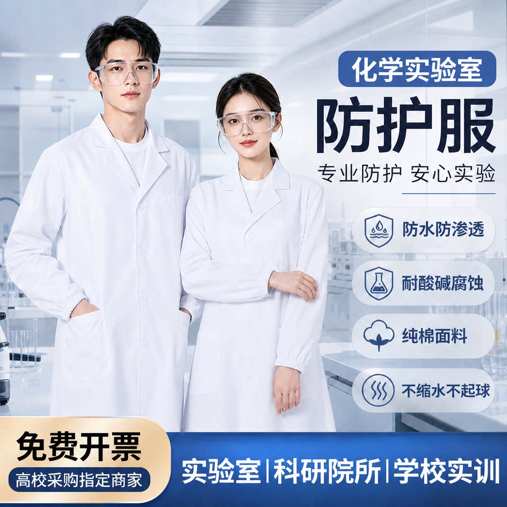 实验服化学实验室专用白大褂大学生纯棉男女通用耐酸碱工作防护服