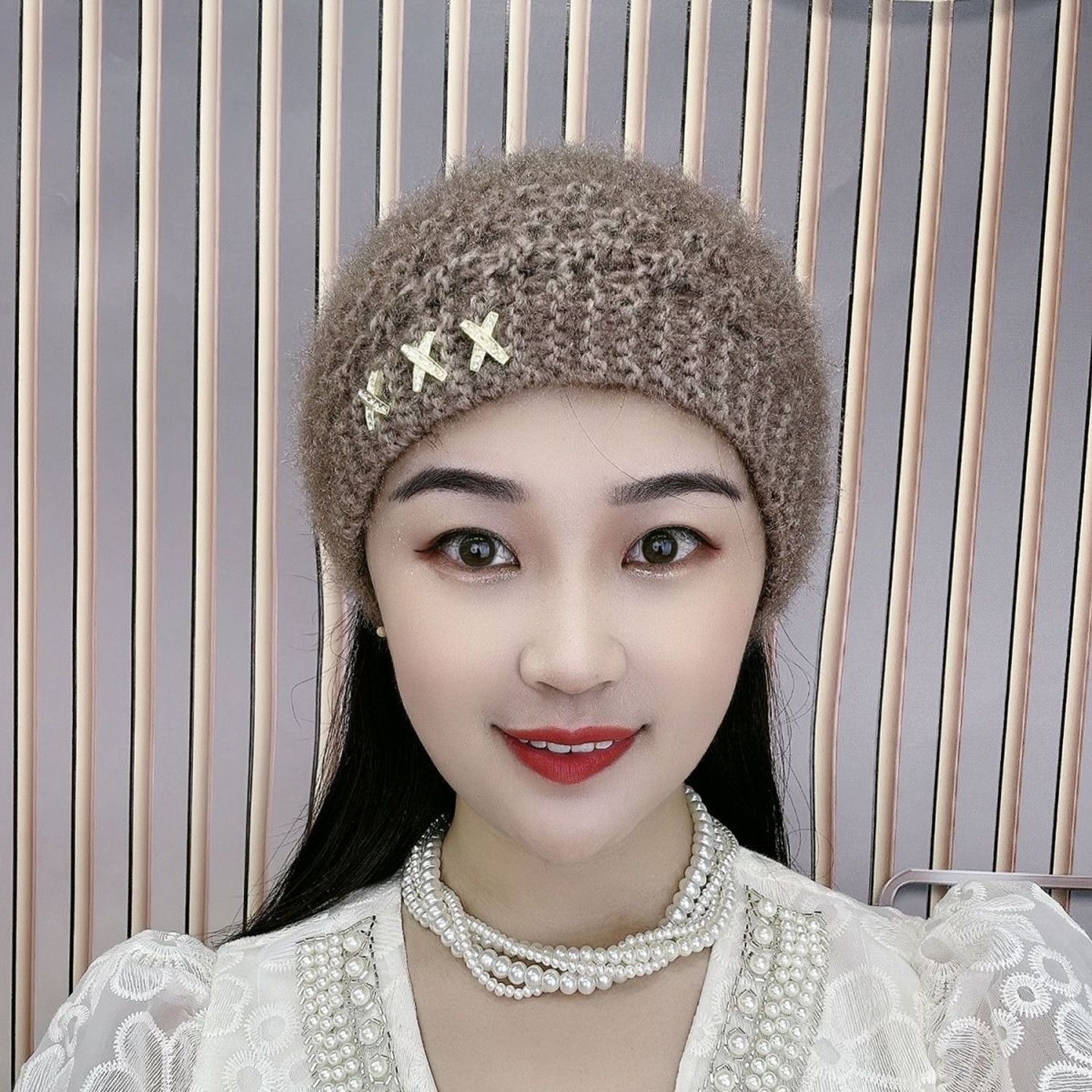 新款针织秋冬帽子毛线保暖头套发带冬季白发护耳包头带宽头巾围脖