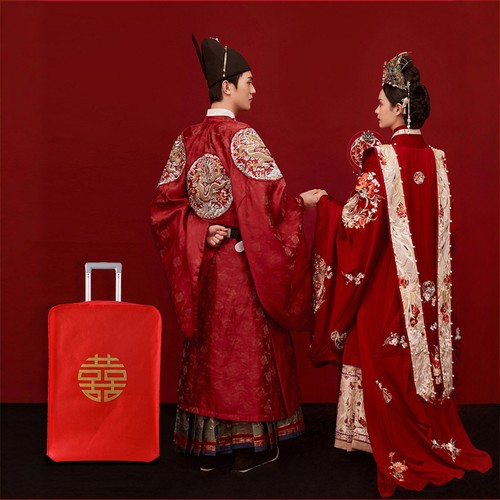 结婚箱套用品陪嫁婚庆罩子密码皮箱双喜字防尘袋行李箱保护套红色