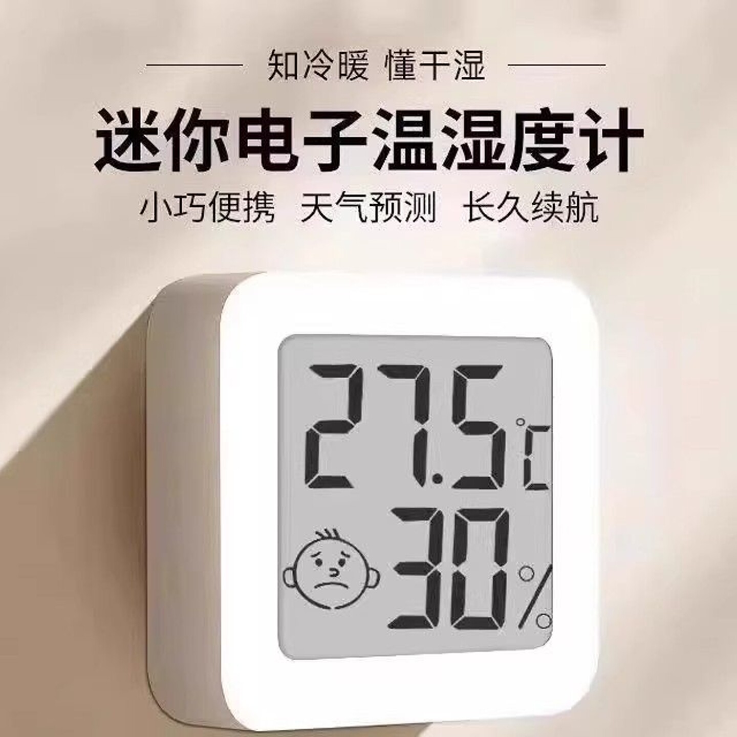 电子高精度迷你干温度计室内家用温度湿度表精准车载干温湿度计表