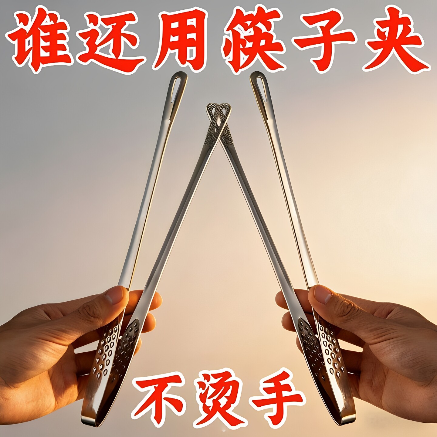 加厚不锈钢食品夹子厨房烤肉夹图片
