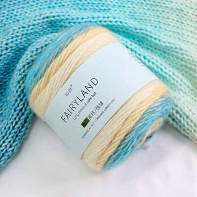 围巾毛线手工DIY材料包渐变色牛奶棉细线钩织简单厚实防风保暖软