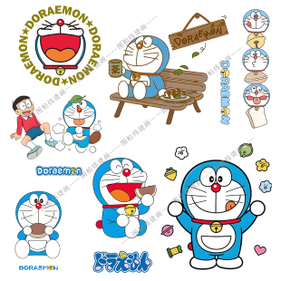 新款多啦A梦叮当动漫卡通烫画潮牌短袖T恤热转印熨烫贴可水洗logo