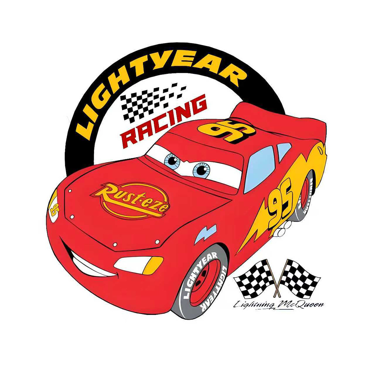 满29包邮赛车闪电麦昆可耐水洗卫衣烫画贴定制热转印印花烫钻辅料