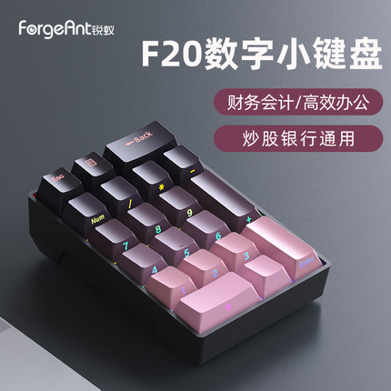 锐蚁F20数字机械键盘小键盘有线外接笔记本电脑财务会计迷你便携