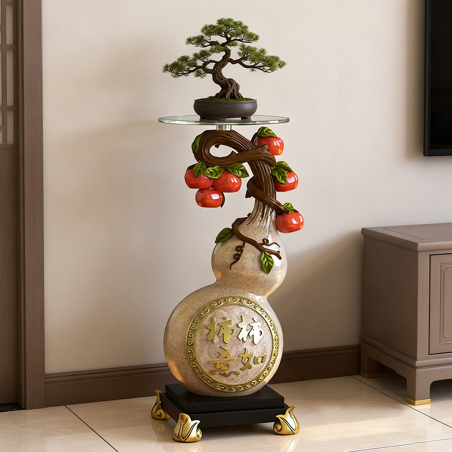 柿柿如意葫芦中式电视柜旁边落地摆件招财新中式搬家乔迁新居礼物,家居饰品,落地摆件,淘宝优惠券,粉丝福利购,淘宝优惠卷