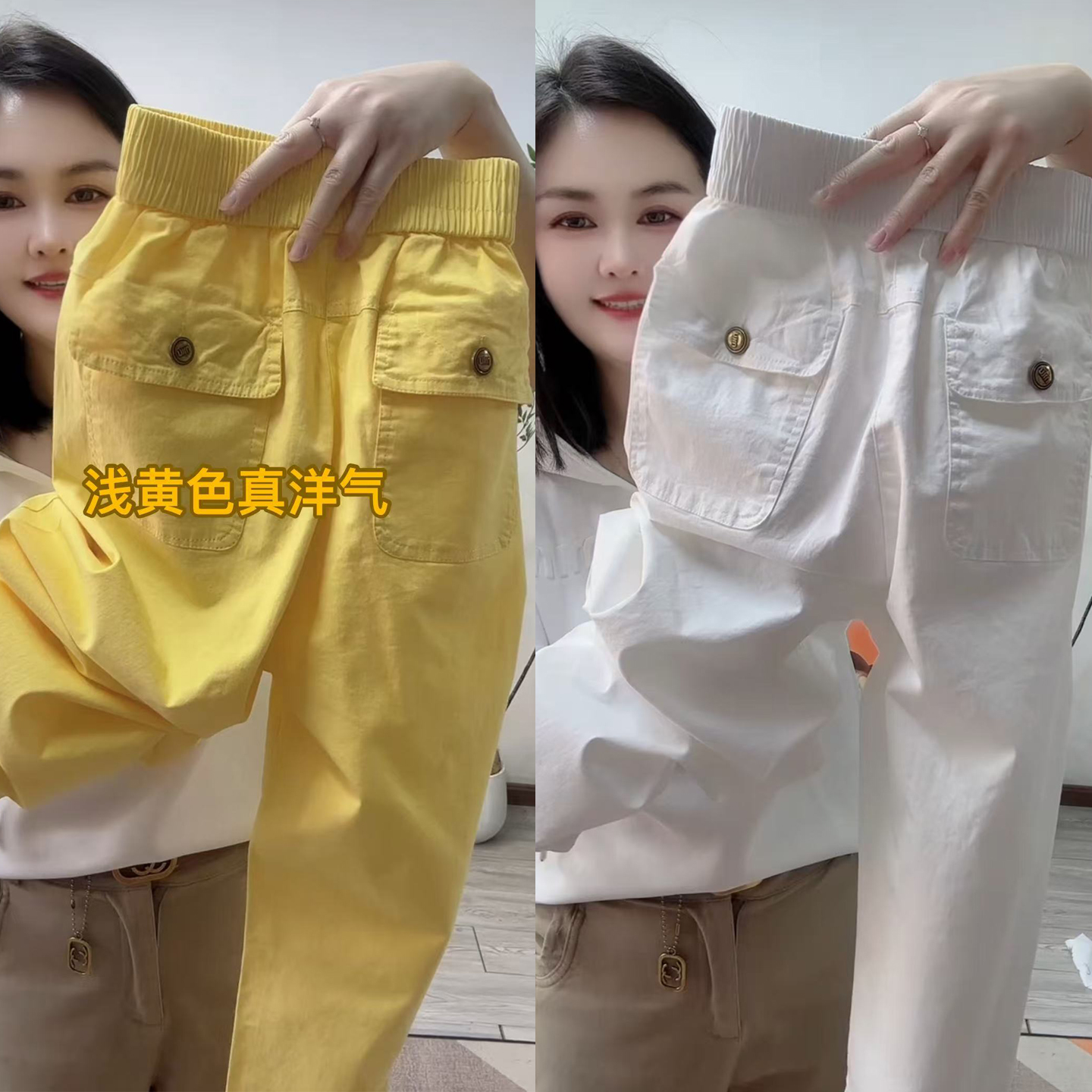 小个子水洗棉九分裤女夏季薄款时尚减龄显瘦哈伦裤洋气直筒休闲裤