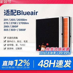 280i空气净化器过滤芯303 适配Blueair滤网布鲁雅尔203slim 207E