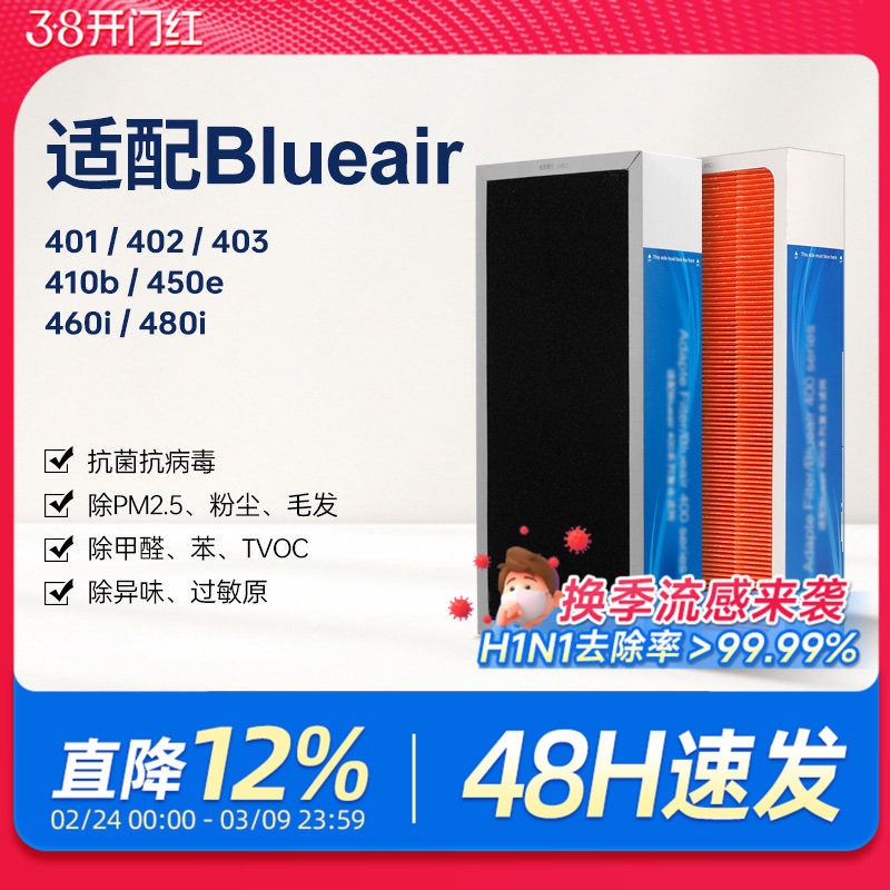 适配blueair滤网布鲁雅尔401/403/410b/450e空气净化器滤芯480i