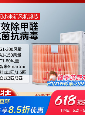 适配小米新风机滤芯中高效300-G1/150-A1/C1-80米家智米过滤网